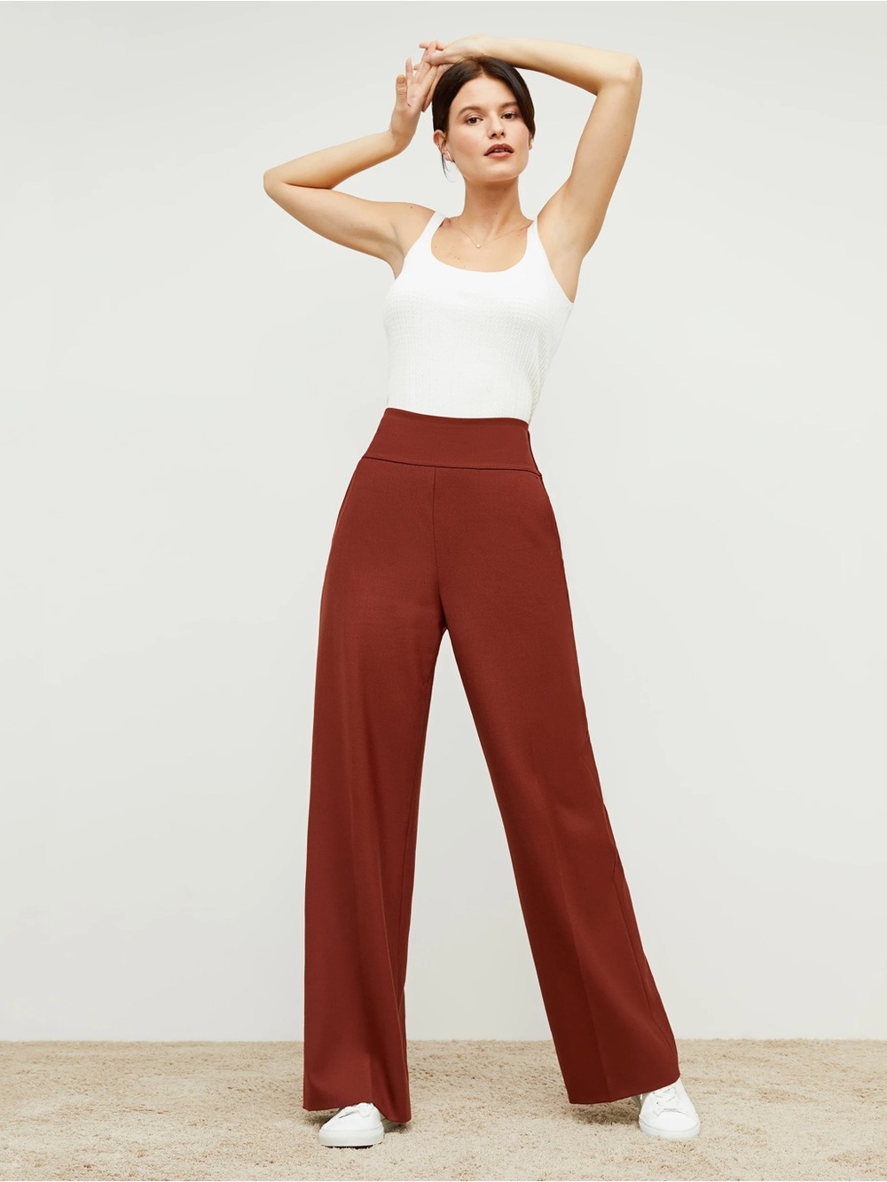 MM LaFleur Hadley Wide Leg Wool Pant Rust Brown Career Office Business Luxury